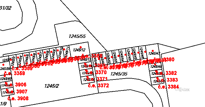 Prostřední Suchá 3374, Havířov na parcele st. 1245/44 v KÚ Prostřední Suchá, Katastrální mapa