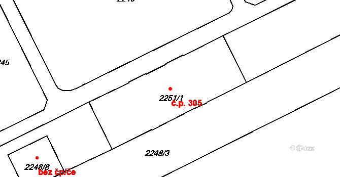 Předměstí 305, Opava na parcele st. 2251/1 v KÚ Opava-Předměstí, Katastrální mapa