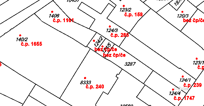 Hodonín 44816812 na parcele st. 124/5 v KÚ Hodonín, Katastrální mapa