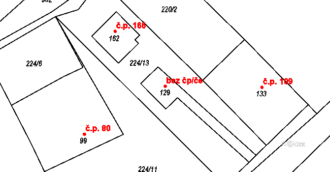 Kojátky 45869812 na parcele st. 129 v KÚ Kojátky, Katastrální mapa