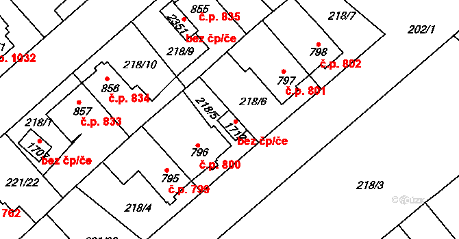 Český Brod 46077812 na parcele st. 1712 v KÚ Český Brod, Katastrální mapa
