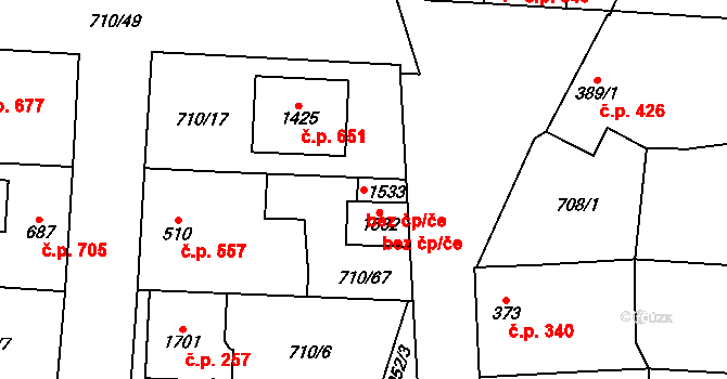 Hrušovany nad Jevišovkou 47495812 na parcele st. 1533 v KÚ Hrušovany nad Jevišovkou, Katastrální mapa