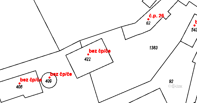 Škvorec 47721812 na parcele st. 422 v KÚ Škvorec, Katastrální mapa