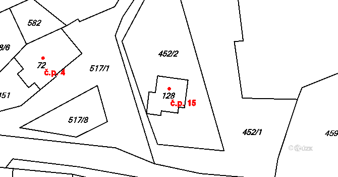 Martinice 15, Jenišovice na parcele st. 128 v KÚ Jenišovice u Chrudimi, Katastrální mapa