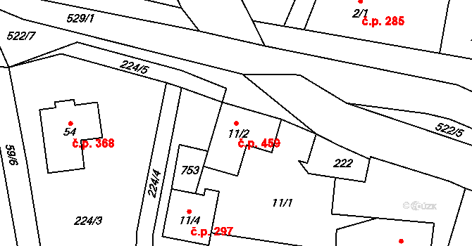 Doubravice nad Svitavou 459 na parcele st. 11/2 v KÚ Klemov, Katastrální mapa