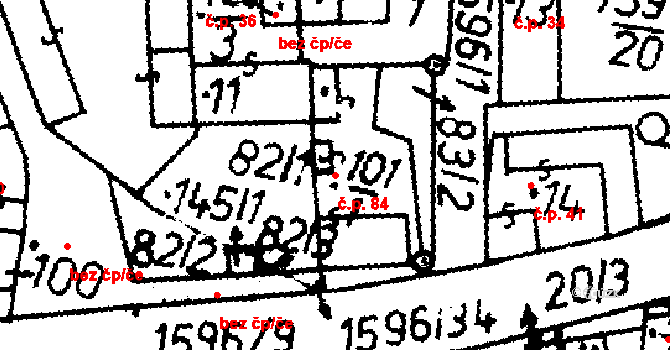 Rataje 84 na parcele st. 101/1 v KÚ Rataje u Bechyně, Katastrální mapa