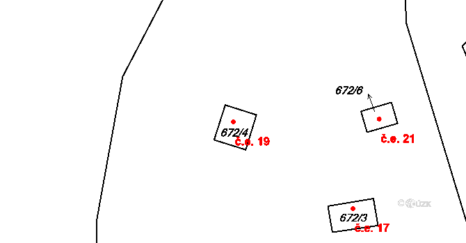 Křída 19, Stádlec na parcele st. 672/4 v KÚ Křída u Stádlce, Katastrální mapa