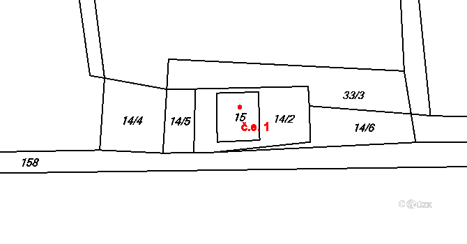 Dobřemilice 1, Čachrov na parcele st. 15 v KÚ Dobřemilice, Katastrální mapa