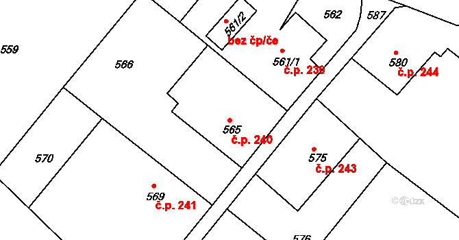 Loučky 240, Odry na parcele st. 565 v KÚ Loučky nad Odrou, Katastrální mapa