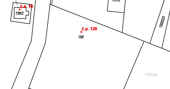 Velká Černoc 120, Měcholupy na parcele st. 156 v KÚ Velká Černoc, Katastrální mapa