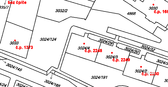Louny 2248 na parcele st. 3024/4 v KÚ Louny, Katastrální mapa