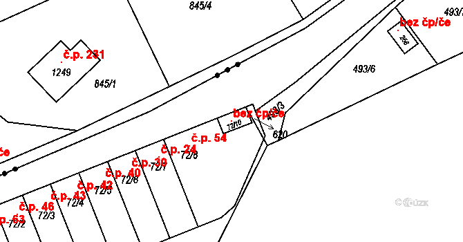 Cvrčovice 102322813 na parcele st. 72/10 v KÚ Cvrčovice, Katastrální mapa