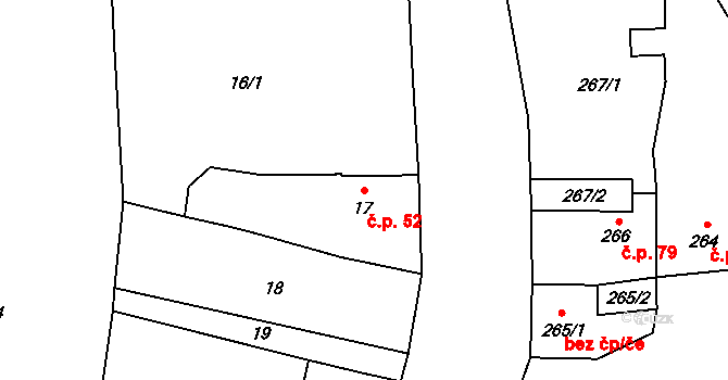 Tetětice 52, Počenice-Tetětice na parcele st. 17 v KÚ Tetětice, Katastrální mapa