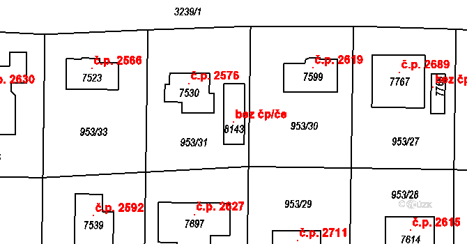 Cheb 121085813 na parcele st. 8143 v KÚ Cheb, Katastrální mapa