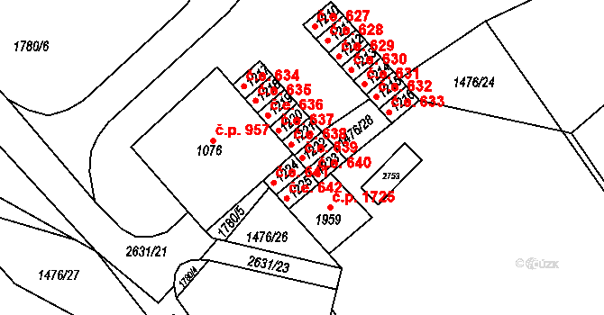 Tišnov 639 na parcele st. 1222 v KÚ Tišnov, Katastrální mapa