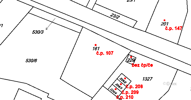 Rychtářov 107, Vyškov na parcele st. 161 v KÚ Rychtářov, Katastrální mapa