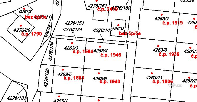 Boskovice 1945 na parcele st. 4263/4 v KÚ Boskovice, Katastrální mapa