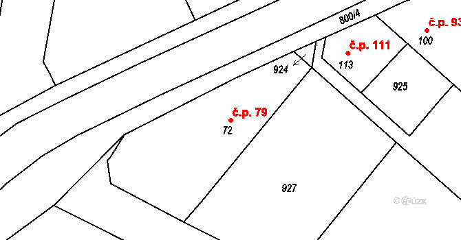 Lipník 79 na parcele st. 72 v KÚ Lipník, Katastrální mapa