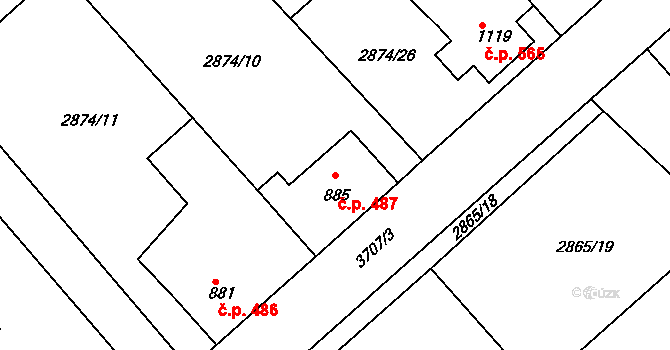 Cvikov II 487, Cvikov na parcele st. 885 v KÚ Cvikov, Katastrální mapa