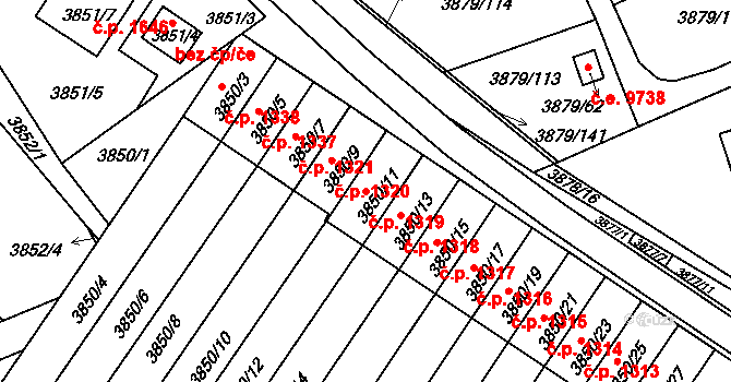 Střekov 1319, Ústí nad Labem na parcele st. 3850/11 v KÚ Střekov, Katastrální mapa