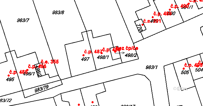 Bohosudov 488, Krupka na parcele st. 498/1 v KÚ Bohosudov, Katastrální mapa