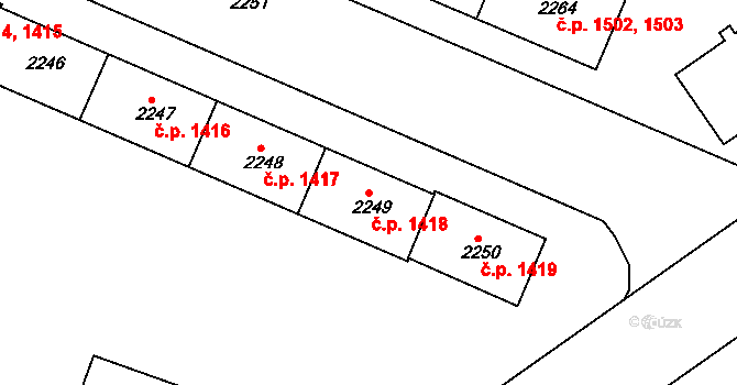 Sokolov 1418 na parcele st. 2249 v KÚ Sokolov, Katastrální mapa