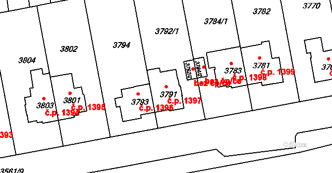 Žižkov 1397, Praha na parcele st. 3791 v KÚ Žižkov, Katastrální mapa