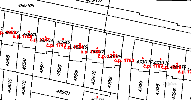 Krč 1753, Praha na parcele st. 455/47 v KÚ Krč, Katastrální mapa