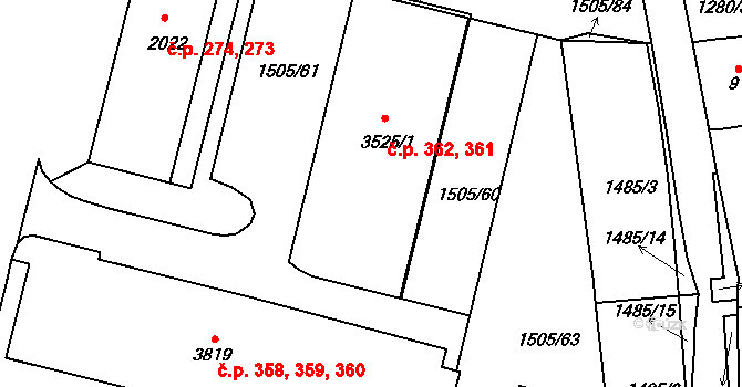 Kryblice 361,362, Trutnov na parcele st. 3525/1 v KÚ Trutnov, Katastrální mapa