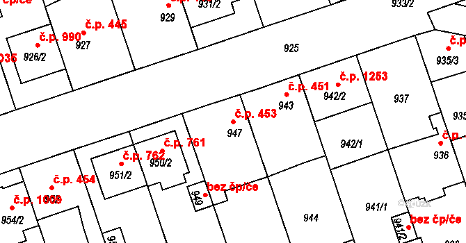 České Budějovice 2 453, České Budějovice na parcele st. 947 v KÚ České Budějovice 2, Katastrální mapa