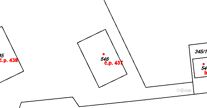 Pouchov 437, Hradec Králové na parcele st. 546 v KÚ Pouchov, Katastrální mapa