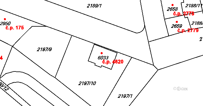 Jablonec nad Nisou 4620 na parcele st. 6033 v KÚ Jablonec nad Nisou, Katastrální mapa