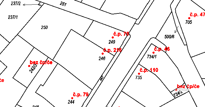 Děčín XXXII-Boletice nad Labem 216, Děčín na parcele st. 246 v KÚ Boletice nad Labem, Katastrální mapa