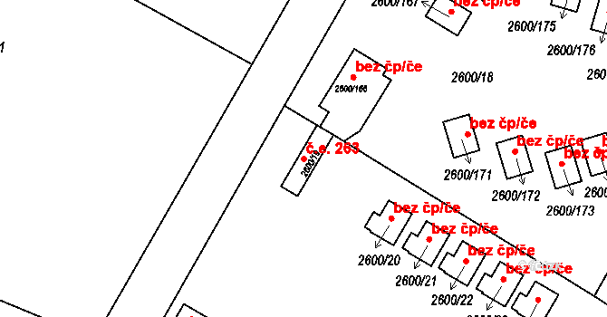 Staré Splavy 263, Doksy na parcele st. 2600/19 v KÚ Doksy u Máchova jezera, Katastrální mapa