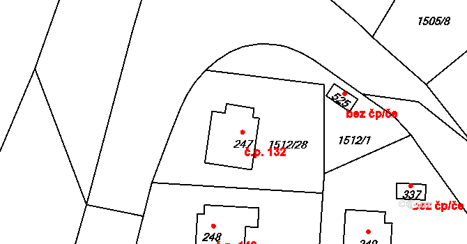 Olbramovice Ves 132, Olbramovice na parcele st. 247 v KÚ Olbramovice u Votic, Katastrální mapa