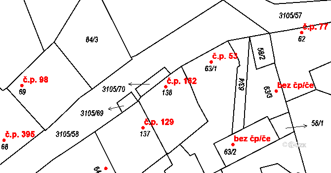 Sepekov 162 na parcele st. 138 v KÚ Sepekov, Katastrální mapa