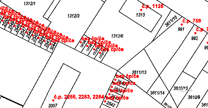 Břeclav 40774813 na parcele st. 1312/11 v KÚ Břeclav, Katastrální mapa