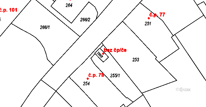 Dačice 41219813 na parcele st. 255/2 v KÚ Dačice, Katastrální mapa