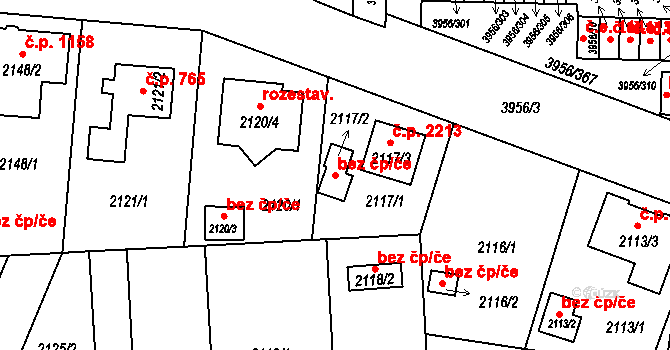 Jindřichův Hradec 42475813 na parcele st. 2117/2 v KÚ Jindřichův Hradec, Katastrální mapa