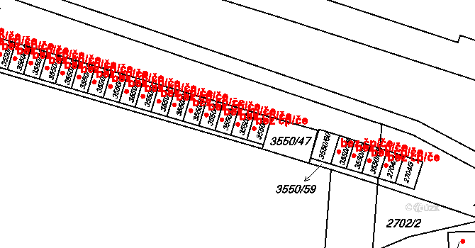 Holešov 47851813 na parcele st. 3550/2 v KÚ Holešov, Katastrální mapa
