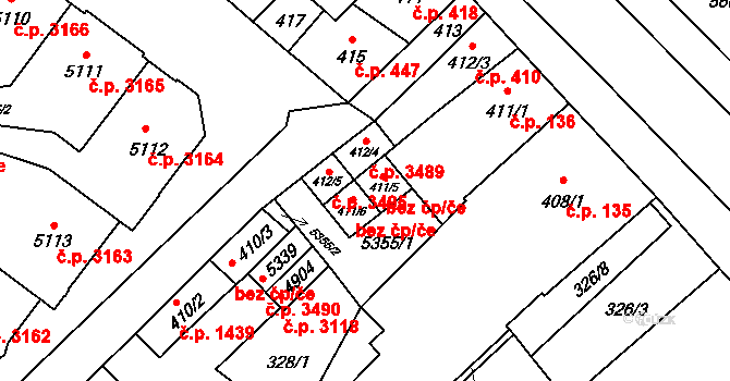 Břeclav 48522813 na parcele st. 411/5 v KÚ Břeclav, Katastrální mapa