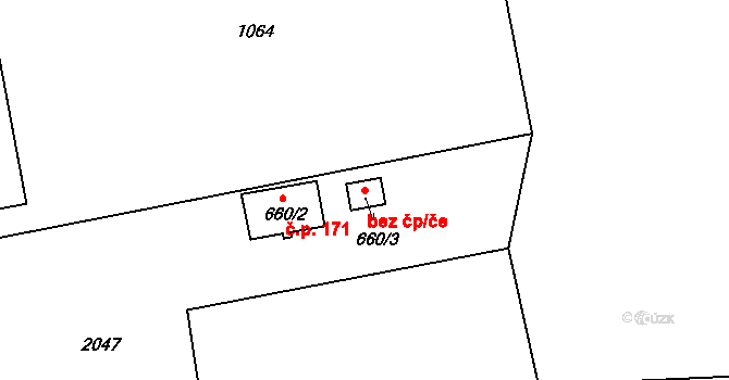 Suchdol nad Lužnicí 49876813 na parcele st. 660/3 v KÚ Tušť, Katastrální mapa