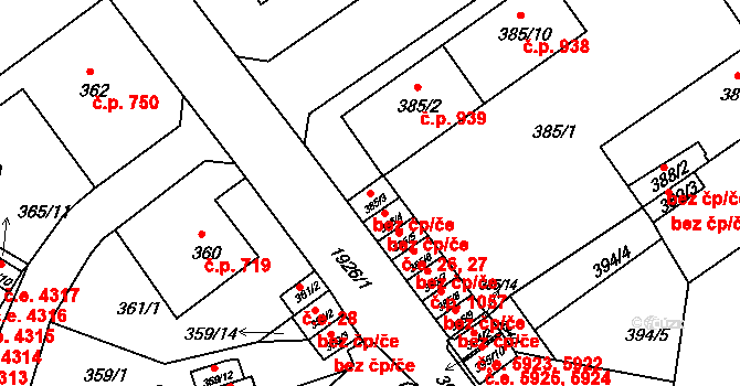 Ústí nad Labem 50025813 na parcele st. 385/3 v KÚ Klíše, Katastrální mapa