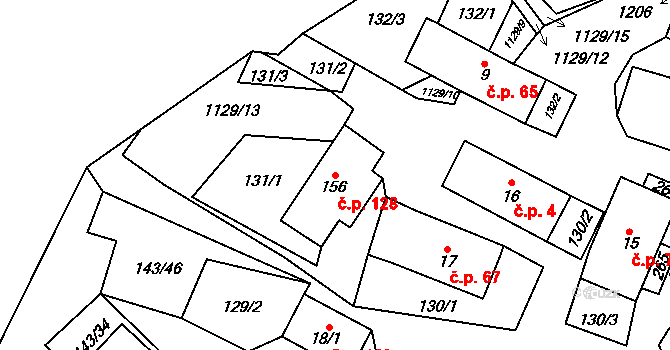 Chlum 128, Hlinsko na parcele st. 156 v KÚ Chlum u Hlinska, Katastrální mapa