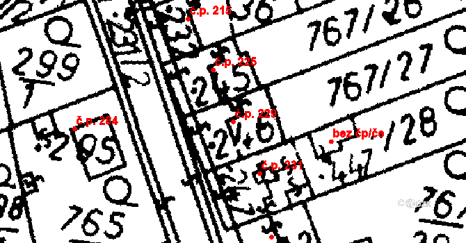 Bernartice 229 na parcele st. 246 v KÚ Bernartice u Milevska, Katastrální mapa