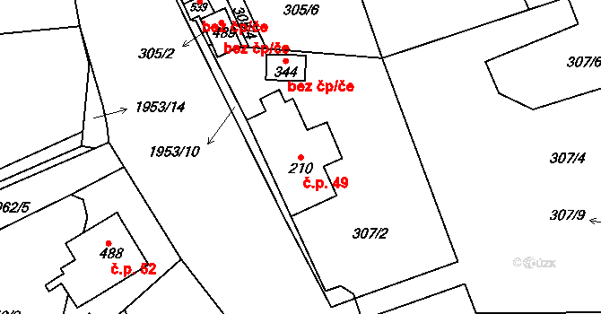 Dolní Libchavy 49, Libchavy na parcele st. 210 v KÚ Dolní Libchavy, Katastrální mapa