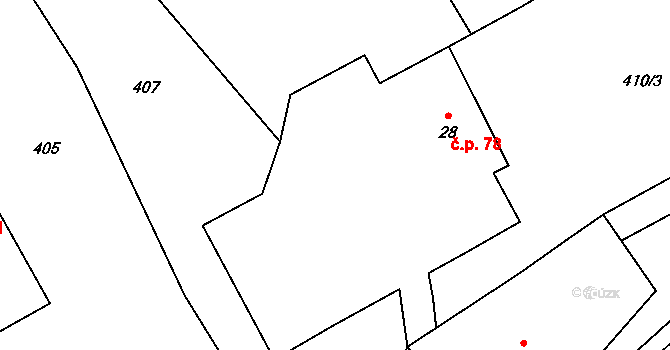 Horní Teplice 78, Teplice nad Metují na parcele st. 28 v KÚ Horní Teplice, Katastrální mapa