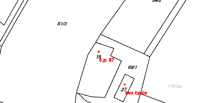 Studená Loučka 87, Mohelnice na parcele st. 15 v KÚ Buková u Studené Loučky, Katastrální mapa