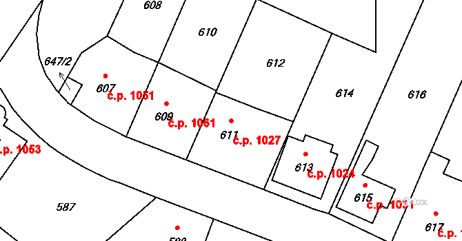 Zábřeh 1027 na parcele st. 611 v KÚ Zábřeh na Moravě, Katastrální mapa