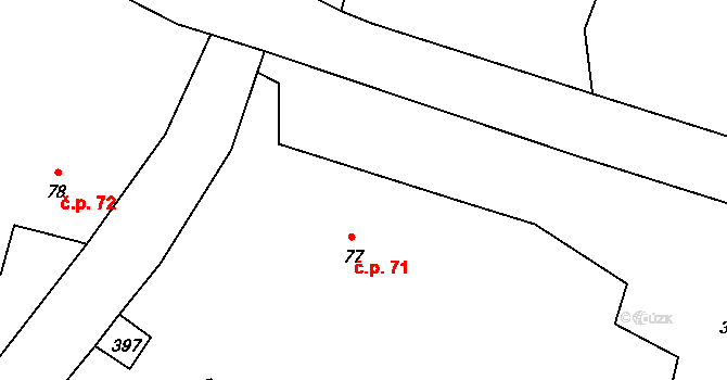 Mezná 71, Hřensko na parcele st. 77 v KÚ Mezná u Hřenska, Katastrální mapa